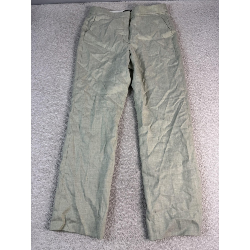 J Crew Pants Womens 12 Tall Sage Green Kate Linen Blend Lined Trousers Workwear